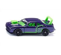 Siku 1572, Dodge Challenger SRT Hellcat Custom, Coche de Juguete, Metal/Plástico, Azul Ciruela, Apertura de Puertas, Pintura elaborada, Diseño detallado, Enganche para Remolque