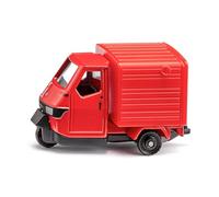 Siku Juguete Piaggio Ape 50 – Metal/Plástico Rojo, enganche para remolque y portón abrible