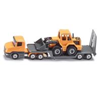 siku 1616, Low Loader with Front Loader, Metal/Plastic, Orange, Folding tailgate