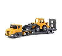siku 1616, Low Loader with Front Loader, Metal/Plastic, Orange, Folding tailgate