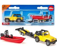 siku 1658, Jeep con lancha, Metal/Plástico, Amarillo/Rojo, Remolque desmontable,