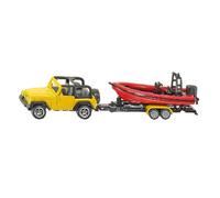 siku 1658, Jeep con lancha, Metal/Plástico, Amarillo/Rojo, Remolque desmontable,