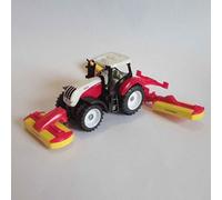 Siku 1672, Tractor Steyr con combinación de Remolque segadora Pöttinger, Metal/Plástico, Rojo, Vehículo de Juguete para niños