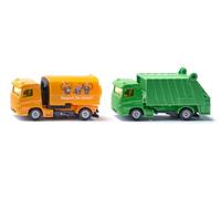 Siku 1687, Conjunto Municipal, Metal/plástico, Naranja/Verde, Coches de Juguete para niños, Carrocería basculante, Portón Trasero Que se Abre