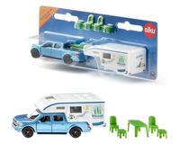siku 1693, Ford F150 Pick-Up Camper, Metal/plástico, Azul/blanco, Sillas, Taburete y Mesa, Toldo extensible