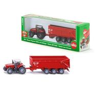 Siku 1844, Tractor Massey Ferguson con Remolque, 1:87, Metal/Plástico, Rojo, Remolque basculante