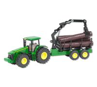 siku 1954, Tractor John Deere con remolque forestal, 1:50, Met (Importación USA)