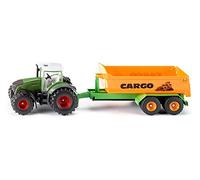 Siku 1989, Tractor Fendt con chasis de Gancho Elevador y Caja volquete, 1:50, Metal/Plástico, Verde, Remolque Elevador Funcional
