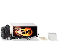 Siku 1997, camión Man con Caja y trampilla elevadora, 1:50, Metal/plástico, Negro/Amarillo, diseño Sixt, trampilla elevadora Que se Abre, Incl. Accesorios