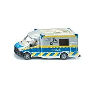 siku 2301, Coche de policía Mercedes-Benz Sprinter, Juguete policial, 1:50, Metal/plástico, Azul/Blanco, Antena parabólica giratoria, Techo desmontable, Apertura de puertas