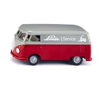 Siku 2362, VW T1 Transporter, 1:50, Metal/Plástico, Rojo/Gris, Coche de Juguete, Puertas Que se Abatibles, Enganche de Remolque