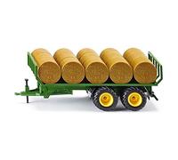 Siku Remolque para balas redondas 2891 – 1:32 Verde incl. 15 balas, compatible enganche posterior