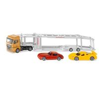 Siku 3944 Man Car Transporter, 1:50, Incluye 2 Coches de Juguete, Metal/Plástico, Naranja/Plata, Remolque Desacoplable, Plataforma Desmontable