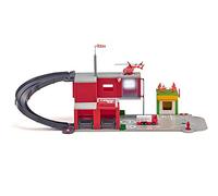siku 5508, parque de bomberos, Rojo, Incl. set de pegatinas, Plástico, Con luz y sonido, In amión de bomberos y helicóptero