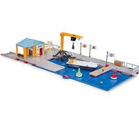 siku 5512, Embarcadero, Plástico, Multicolor, 2 placas base combinables, Barco de trabajo, Boyas, Bar de aperitivos, Embarcadero, Grúa, Fácil montaje