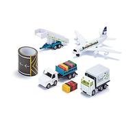 siku 6312, Airport Set, Metal/Plastic, White, Incl. commercial aircraft, catering vehicle, trailer with passenger stairs, airport tractor, luggage trailer and 5m long tarmac tape