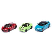 Siku Set descapotable 6314 – 3 piezas, Metal/Plástico, Rojo/Verde/Azul, Capota desmontable