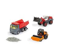 siku 6329, Set de regalo para la construcción de carreteras, Camión volquete, Cargador de ruedas Liebherr, Apisonadora, Piezas móviles, Incluido el granulado