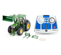 siku 6795, Tractor John Deere 7310R con cargador frontal, Verde, Metal/Plástico, 1:32, Teledirigido, Incl. mando a distancia bluetooth y accesorios, Control posible mediante app móvil
