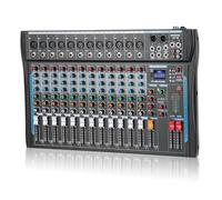 SIKUING Interfaz de audio de 12 canales, mezclador para DJ, efecto DSP de 16 bits, mezclador de audio USB+alimentación fantasma de 48 V, mezclador Bluetooth para grabación de streaming de karaoke,