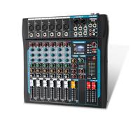 SIKUING Panel mezclador de audio de 6 canales para streaming, sonido profesional con 16 efectos DSP, interfaz de audio USB y alimentación fantasma de 48 V, mezclador de DJ estéreo para grabación de