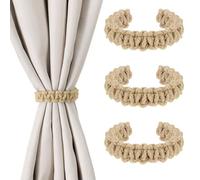 Sikweny 4 Piezas Alzapaños Cortinas Sujeta Cortinas Cinta para Cuerda Alzapaños Bohemios Lazos Hechos Mano Sujeta Diseño Tejido Accesorios Gancho para Hogar Oficina Ligeras Suministros Decoración