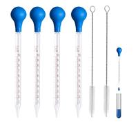 Sikweny 4 Piezas Pipetas 4 Piezas Bolas De Succión De Goma Con 2 Cepillo De Limpieza Pipeta Precision Escala Transparente Goteros Cuentagotas para Instituciones Educativas Laboratorio Investigación