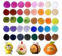 Sikweny 40 Colores Lana de Fieltro Lana Gruesa Fieltro Kit Inicio Aguja Fieltro Seco y HúMedo Oveja Natural Cardada Merino Cuento Hadas para Niños Principiantes Mano Creativos Manualidades Bricolaje