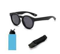 Sikweny Gafas de Sol Bebe Ajustabl Gafas Sol NiñA con Cierre Rápido y Funda Almacenamiento Regalos para Bebes Accesorios Protección Solar Niño Niñas para Playa Montañismo Camping Ciclismo (Negro)