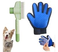Sikweny Guante Pelo Gato Peine de Dientes Suaves Cepillo Gatos Quitapelo Diseño de Velcro Cepillo Perro Pelo Corto Malla Transpirable para Aseo Diario Limpieza Profunda Masaje Relajante Portátil