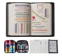 Sikweny Libro de Bordado con 86 Accesorios, Embroidery Stitch Book Incluido Dedal, Kit Bordado Kit Portátil Bordar Varios Patrones Disponibles para Principiantes Adultos y Aficionados