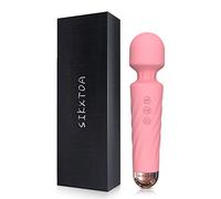 SIKXTOA Micro Mini Wand Massager con 20 modelos y 8 potentes velocidades - Masajeador silencioso portátil inalámbrico recargable 5.9 * 1.5 pulgadas (Rosa claro)
