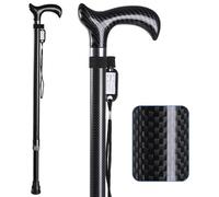 SILAIDESI - Bastón de fibra de carbono para hombres y mujeres, 10 ajustes de altura, bastón para personas mayores, caña de fibra de carbono ultraligera de 0.45 libras, negro mate, capacidad de 350