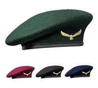 SILAK Boinas militares británicas para hombres y mujeres, boinas estilo ejército de Estados Unidos, boina de lana boina de moda y clásico unisex, Insignia verde+águila, talla única