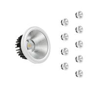 Silamp Downlight - Foco empotrable LED (20 W, COB, redondo, 10 unidades), color blanco cálido 2300 K - 3500 K