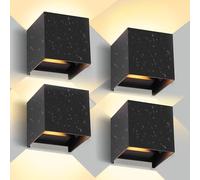 SILAMPDI Aplique pared Exterior 12W 3000K LED Lampara Exterior IP65 Impermeable Lampara Exterior Pared, Negro Ángulo ajustable Interior Lámpara Pared para Patio, Dormitorio, Jardín, 4 piezas