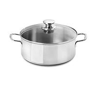 SILAMPOS - Caçarola de Acero Inoxidable Plateado, 7 Litros, Sin Revestimiento, Ø 32 Cm, Apto para Placas de Cocina Incluida Inducción