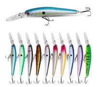 SILANON Juego de señuelos de Pesca Duros, percas, cebos de manivela, Cebo de natación Realista, Cebo de Buceo Profundo con Anzuelo trillizado para Perca, Trucha, lucioperca, gallineta nórdica