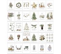 SILARLAIT Tarjetas de Navidad en Acuarela, 32 Piezas Tarjetas Navideñas, 32 Diseños Variados, A6 Plegada, Kit de Tarjetas Postales de Navidad para Familiares, Amigos y Colegas (Weihnachten)