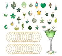 Silars Colgantes Copas Vino de Colorido, 30pzs Identificador de Copas Adornos para Copas de Vino, con Bolsa de Almacenamiento para Copas de Champán, Copas de Cóctel, Copas de Beber (Verde)