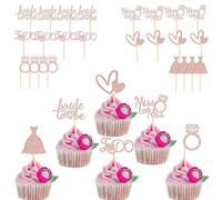Silars Decoracion Tarta Boda, 24pzs Adornos para Cupcakes de Boda con Purpurina Decoracion Pastel para Novio y Novia, Topper Tarta Boda para Despedida de Soltera, Boda, Decoración de Postres