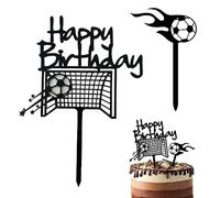 Silars Decoracion Tarta Futbol, 2pzs Acrílico Topper Tarta Futbol Decoracion para Pastel de Futbol, Happy Birthday Cake Topper para Decoraciones de Pasteles de Cumpleaños en Fiestas de Cumpleaños (3)