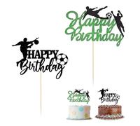 Silars Decoracion Tarta Futbol, 2pzs Papel Topper Tarta Futbol Decoracion para Pastel de Futbol, Happy Birthday Cake Topper para Decoraciones de Pasteles de Cumpleaños en Fiestas de Cumpleaños