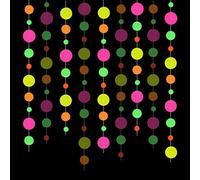 Silars Guirnalda de Papel de Neón, 4,4m Guirnaldas Papel Suministros de Fiesta Neon, Guirnalda Fluorescentes para Decoraciones de Bodas de Fiesta de Cumpleaños (Guirnalda de Lunares 2)