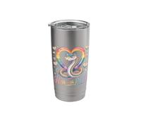 Silbando con orgullo Rainbow Snake LGBTQ LGBT Vaso térmico de acero inoxidable de doble pared