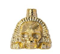 Silbato azteca de la muerte - 125 decibelios silbato de guerra gritando, cráneo humano auténtico fuerte para Halloween y Día de Muertos (dorado)