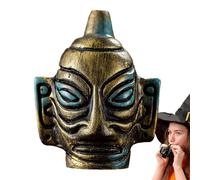 Silbato ceremonial - Silbato de calavera aullante, silbato de muerte antigua | 2.99 x 2.36 x 3.62 pulgadas, silbato de calavera aullando de bronce vintage, cuerno de Halloween de sonido fuerte para