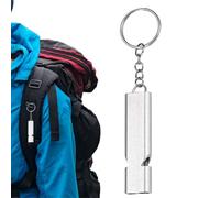 Silbato de doble tubo, totalmente de aleación de aluminio, doble tubo, defensa Ersonal y comandos de mascotas, silbato de supervivencia con cordón, herramienta de señalización multifuncional para