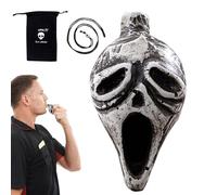 Silbato de Halloween, silbato de muerte, instrumento de silbato de muerte más fuerte para Halloween, artístico de azteca crea una atmósfera aterradora: esculturas complejas y patrones simbólicos