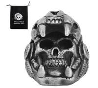 Silbato de la Muerte Azteca, Diseño de Calavera Quetzalcóatl Más 125 Decibeles Sonido Humano Auténtico Silbatos Guerra Gritos Reales Incluye Bolsa con Cordón Regalos Coleccionables (Plata)